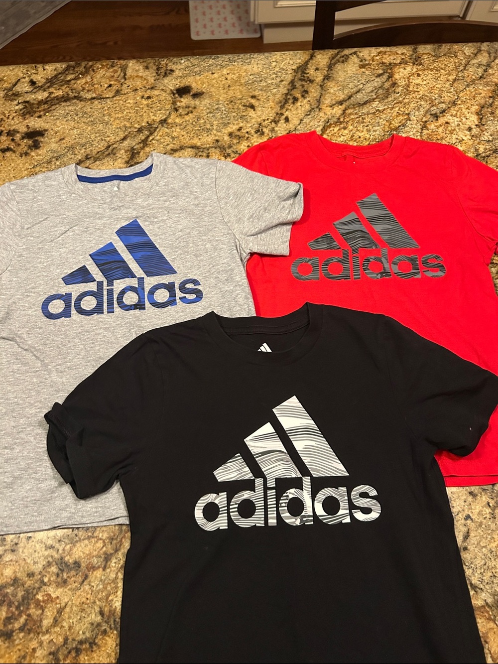 adidas Kids Short Sleeve Logo Tee - Black, Gray, Red